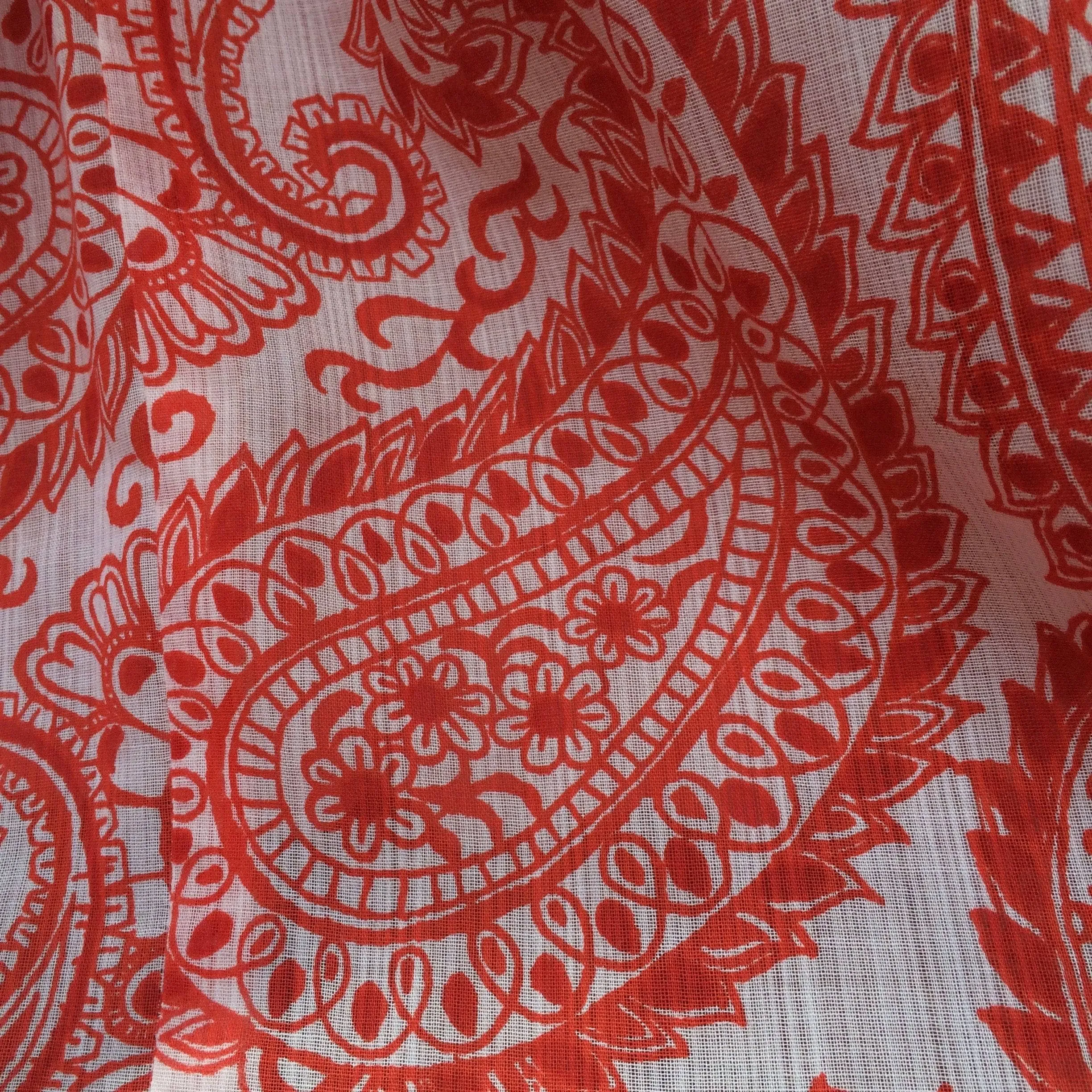 1950s Half Sleeve Paisley Cotton Shirt Dress S