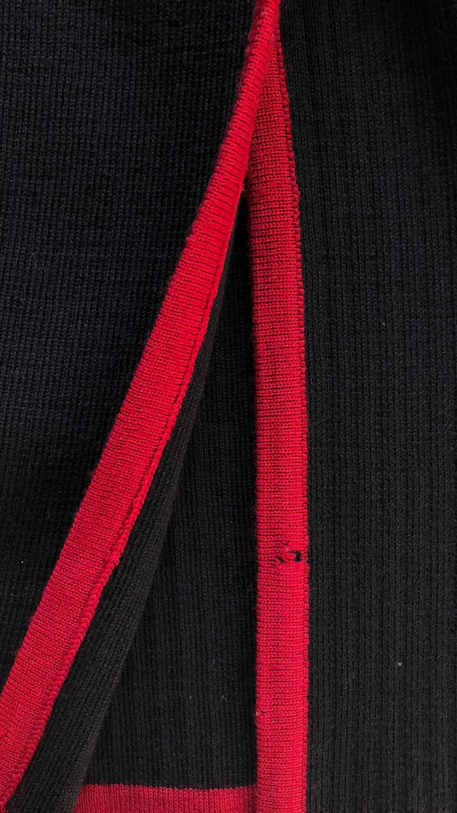 1970s Red & Black Ribbed Wool Toggle Sweater