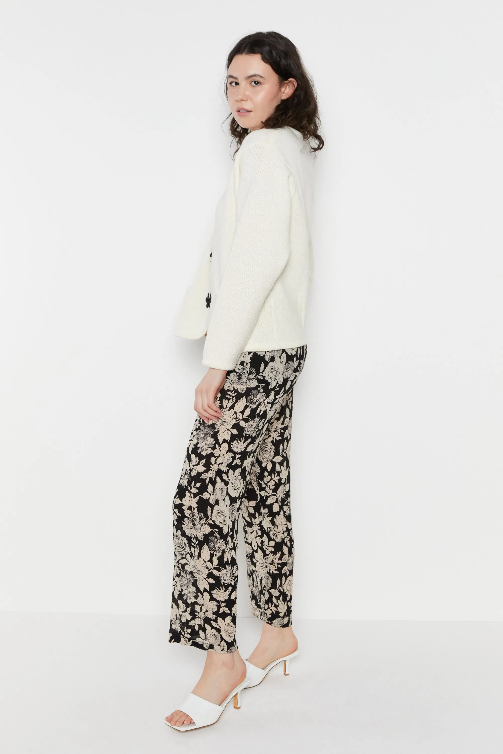 80s Cream Frog Cardigan L
