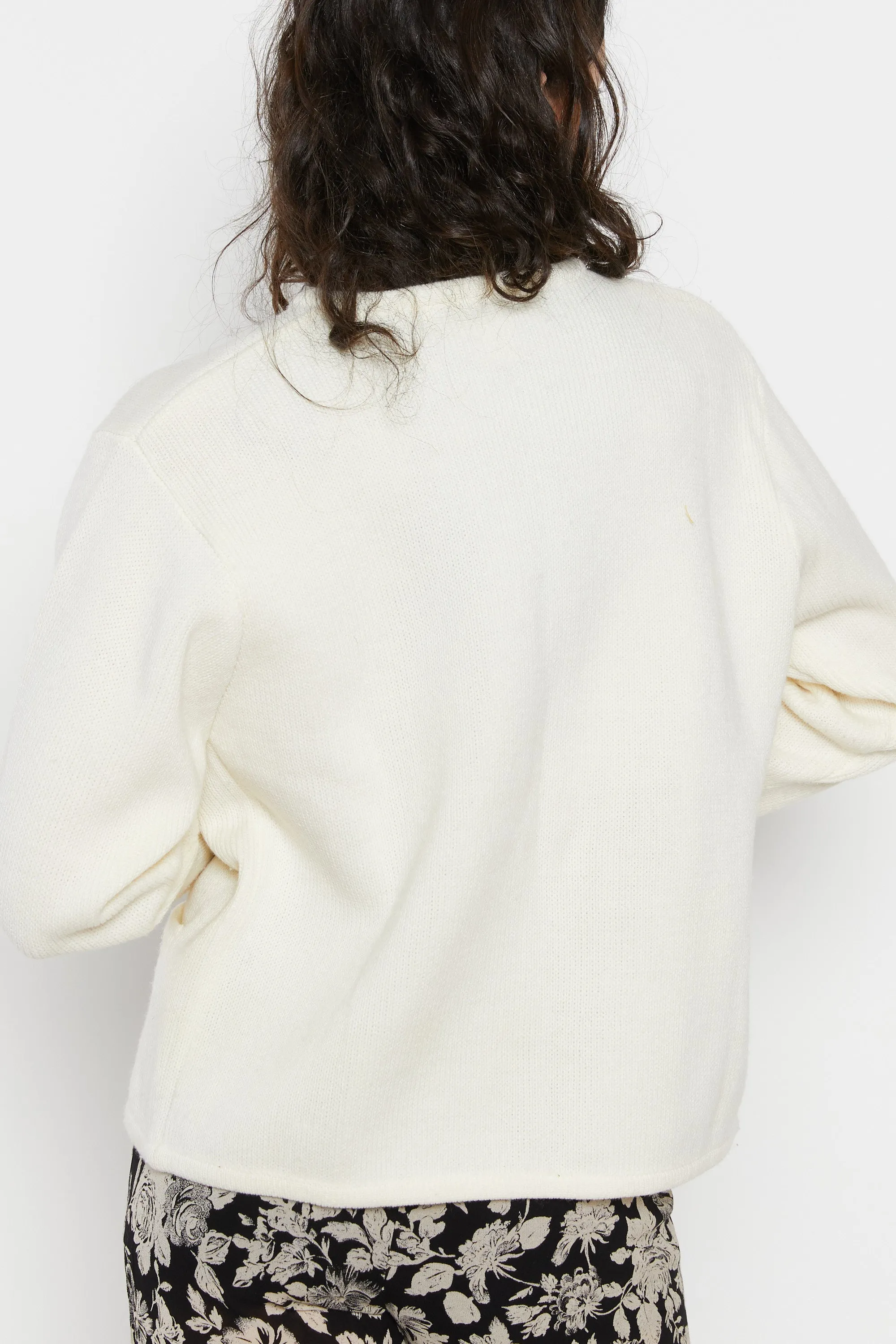80s Cream Frog Cardigan L