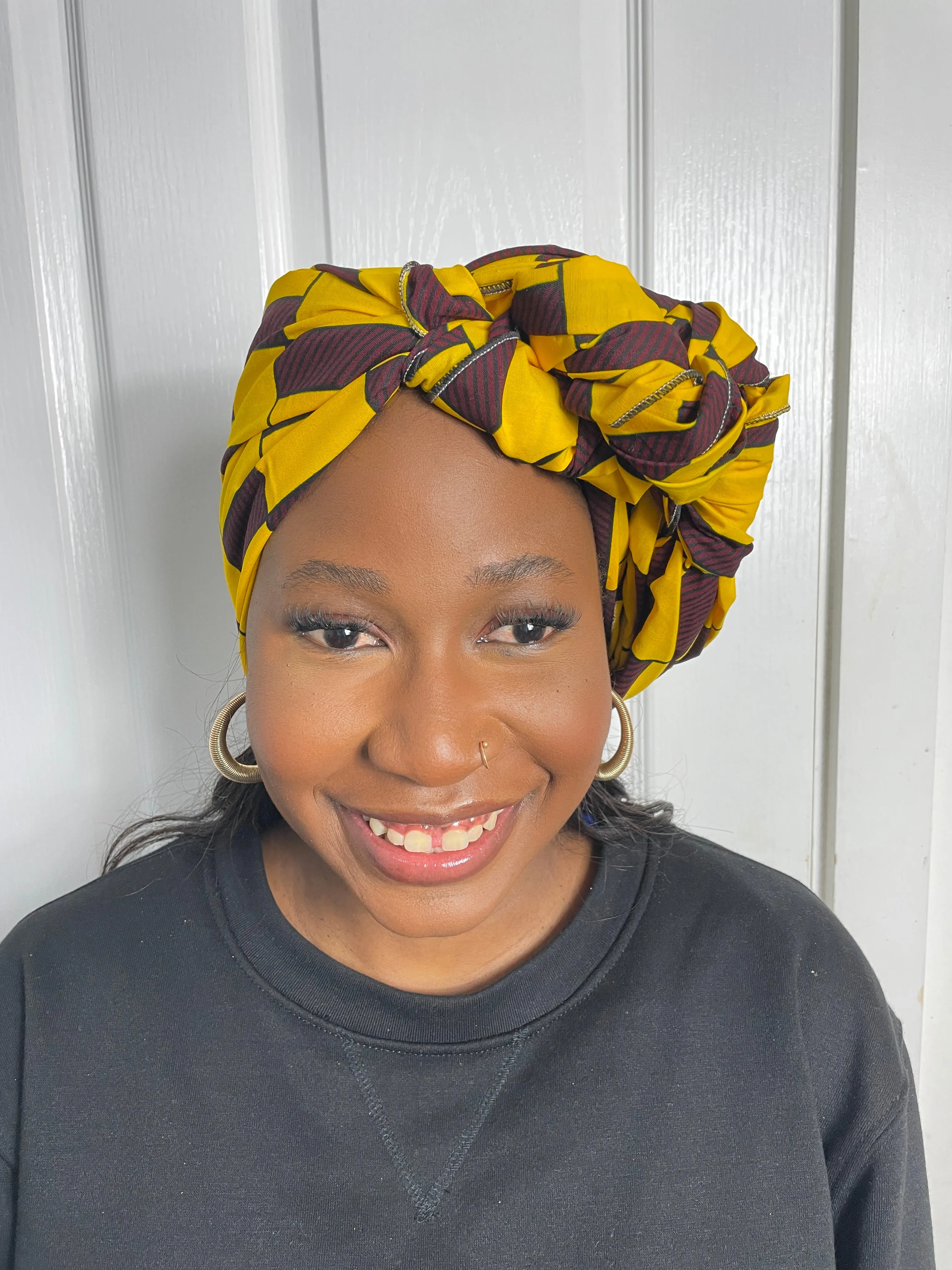 Abby Ankara Headwrap/Scarf |Yellow and Brown African Print