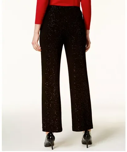 Alfani Womens Glitter Pull on Wide Leg Pants S