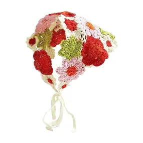 ANKOMINA Crochet Hair Bandana Headbands Knitted Hollow Strawberry Floral Head Scarf Triangle Hair Tie Headband Towel for Women Girls