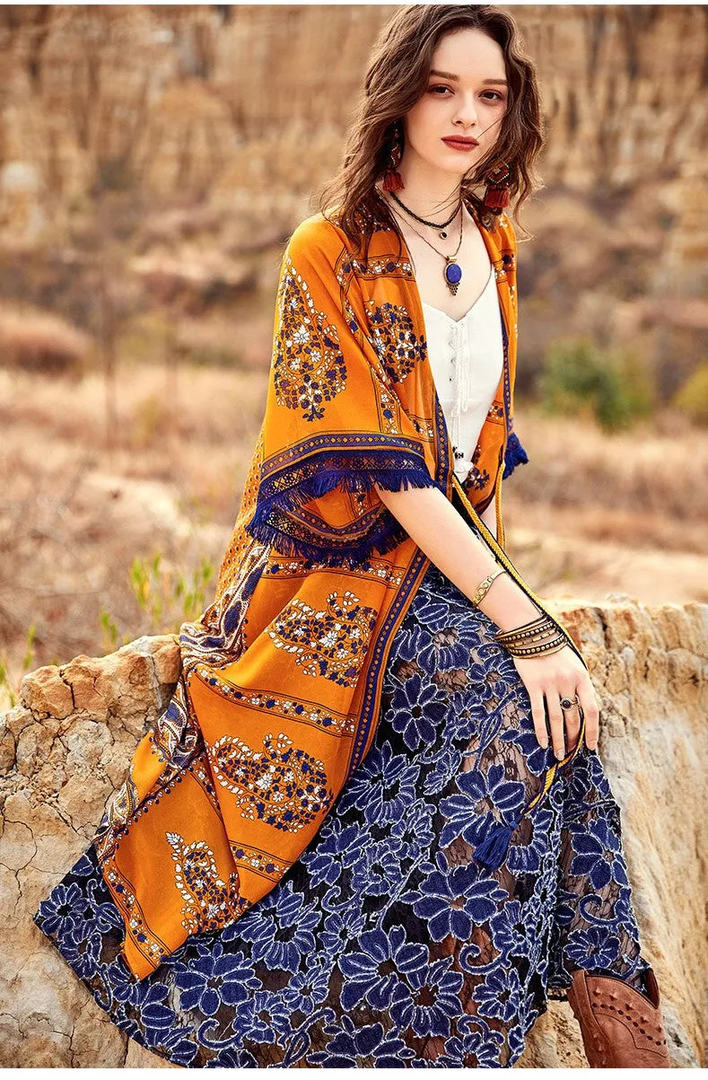 ARTKA CROCHET LACE MAXI SKIRT IN NAVY