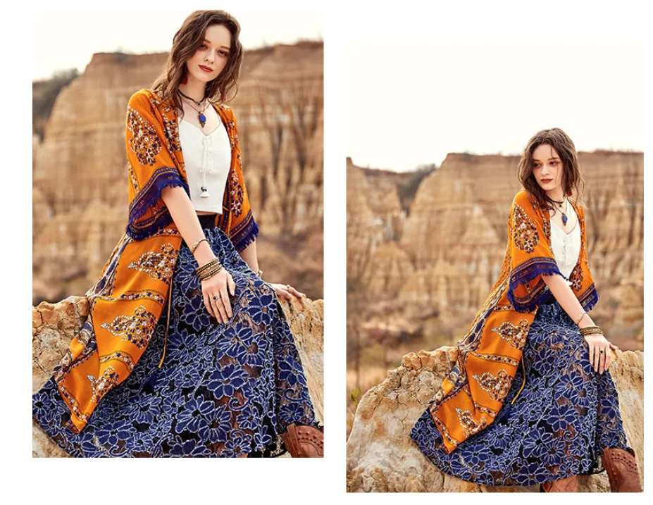 ARTKA CROCHET LACE MAXI SKIRT IN NAVY