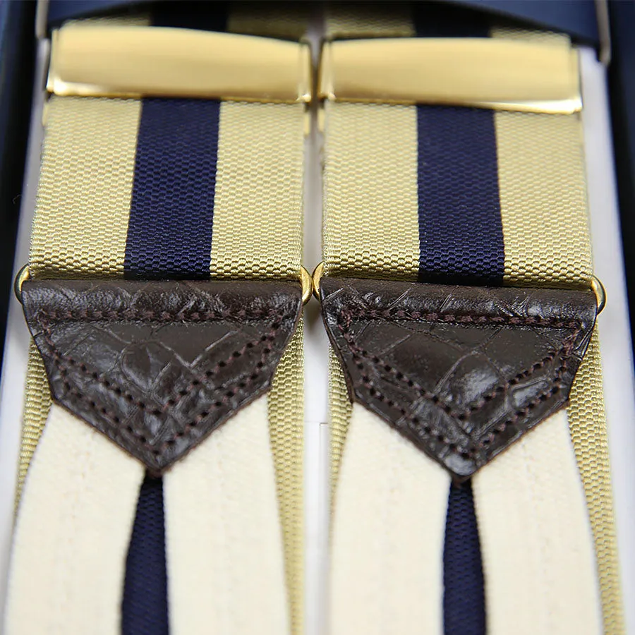 Barathea Braces - Beige / Navy