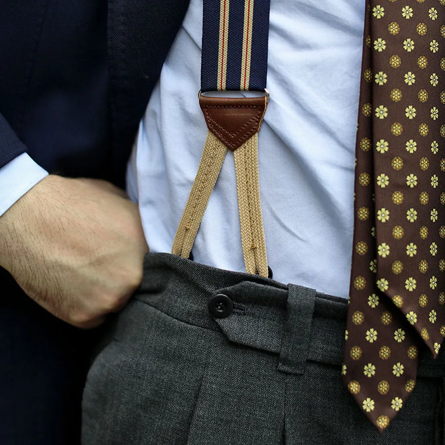Barathea Braces - Navy / Beige