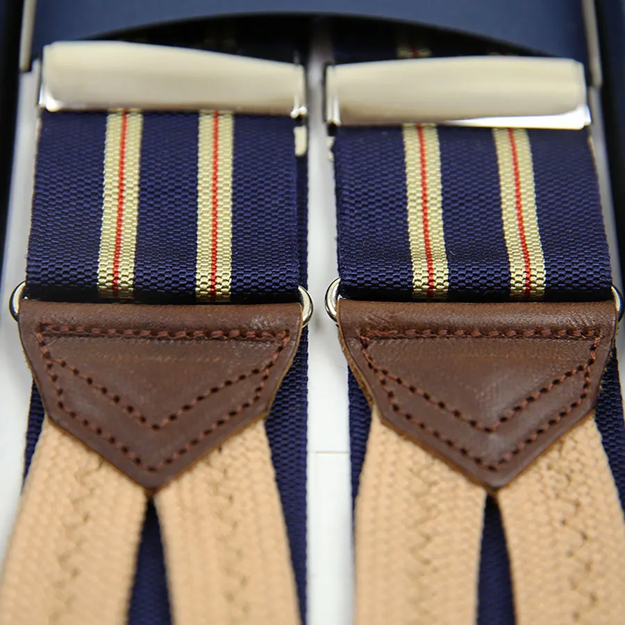 Barathea Braces - Navy / Beige