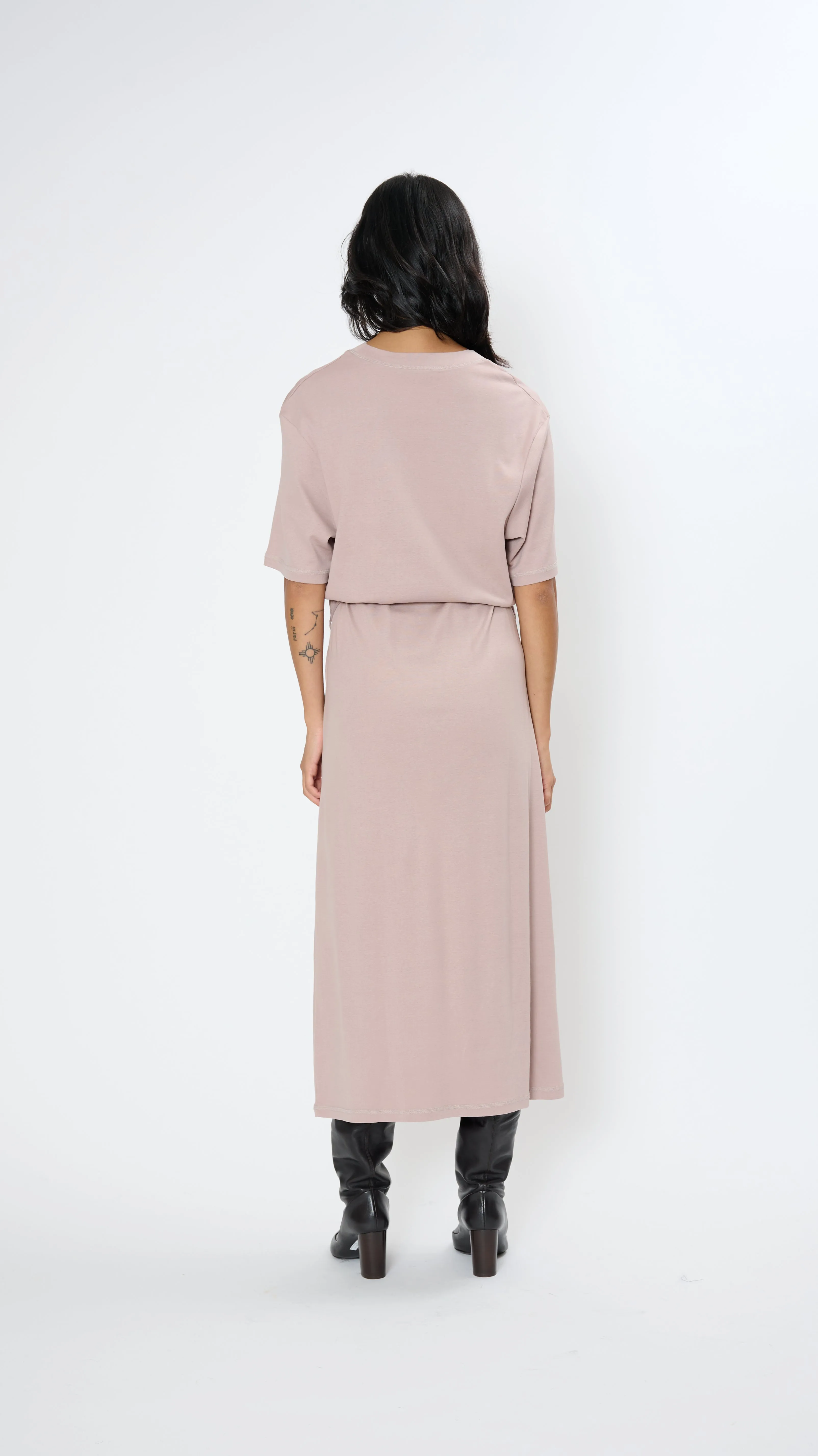 Belted Rib T-shirt Dress in Violet Ice