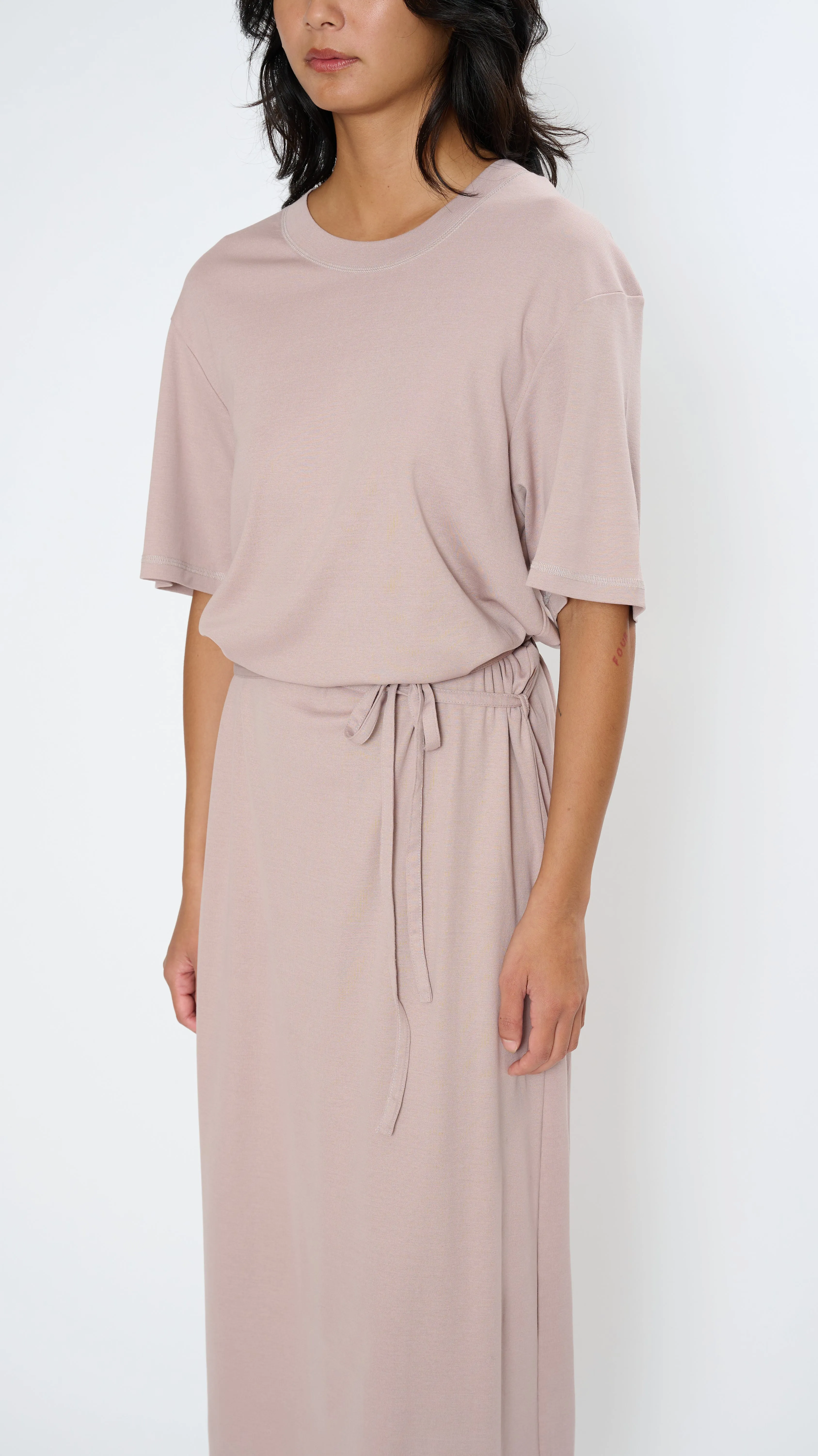 Belted Rib T-shirt Dress in Violet Ice