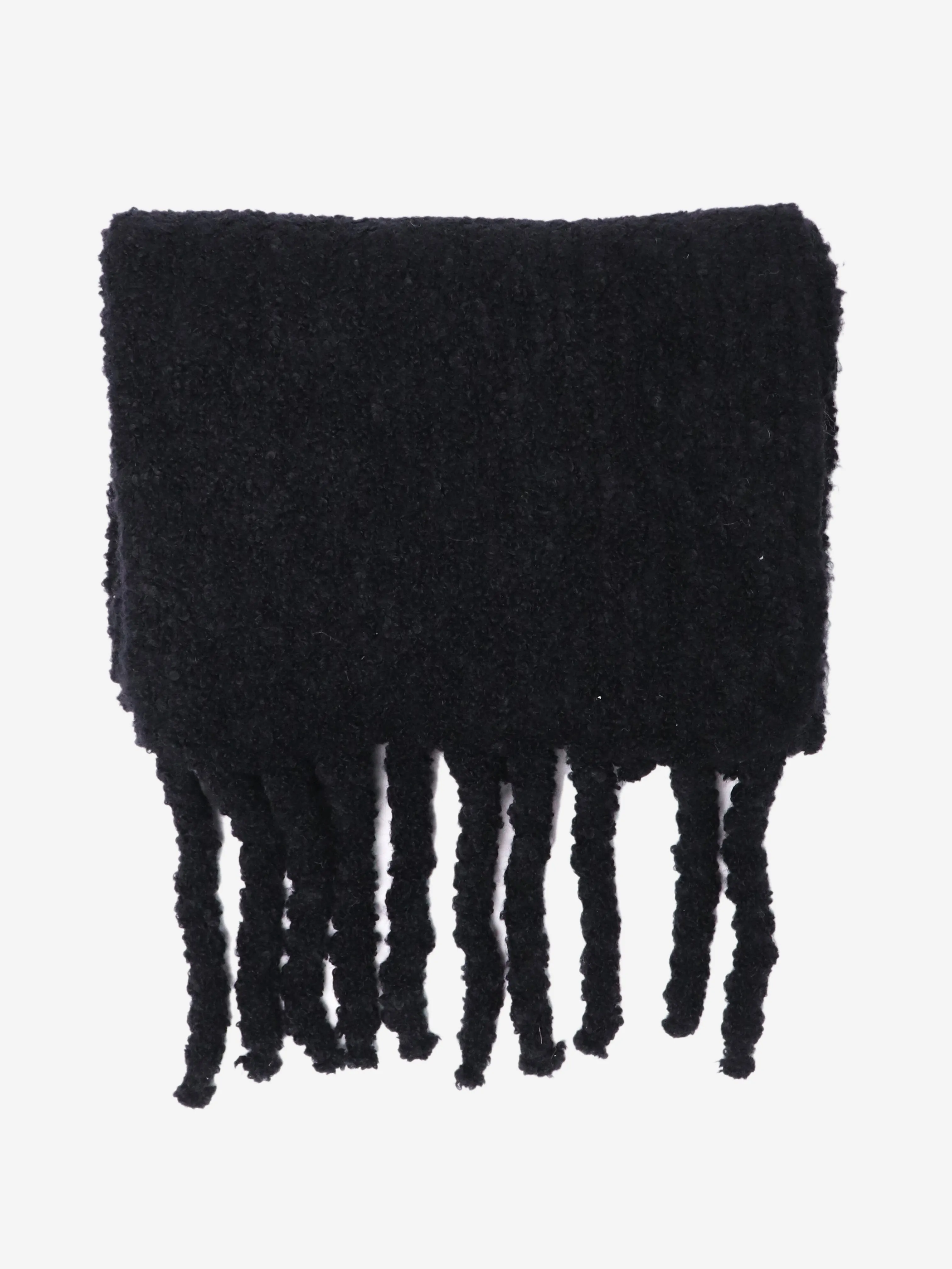 Black boucle knit scarf