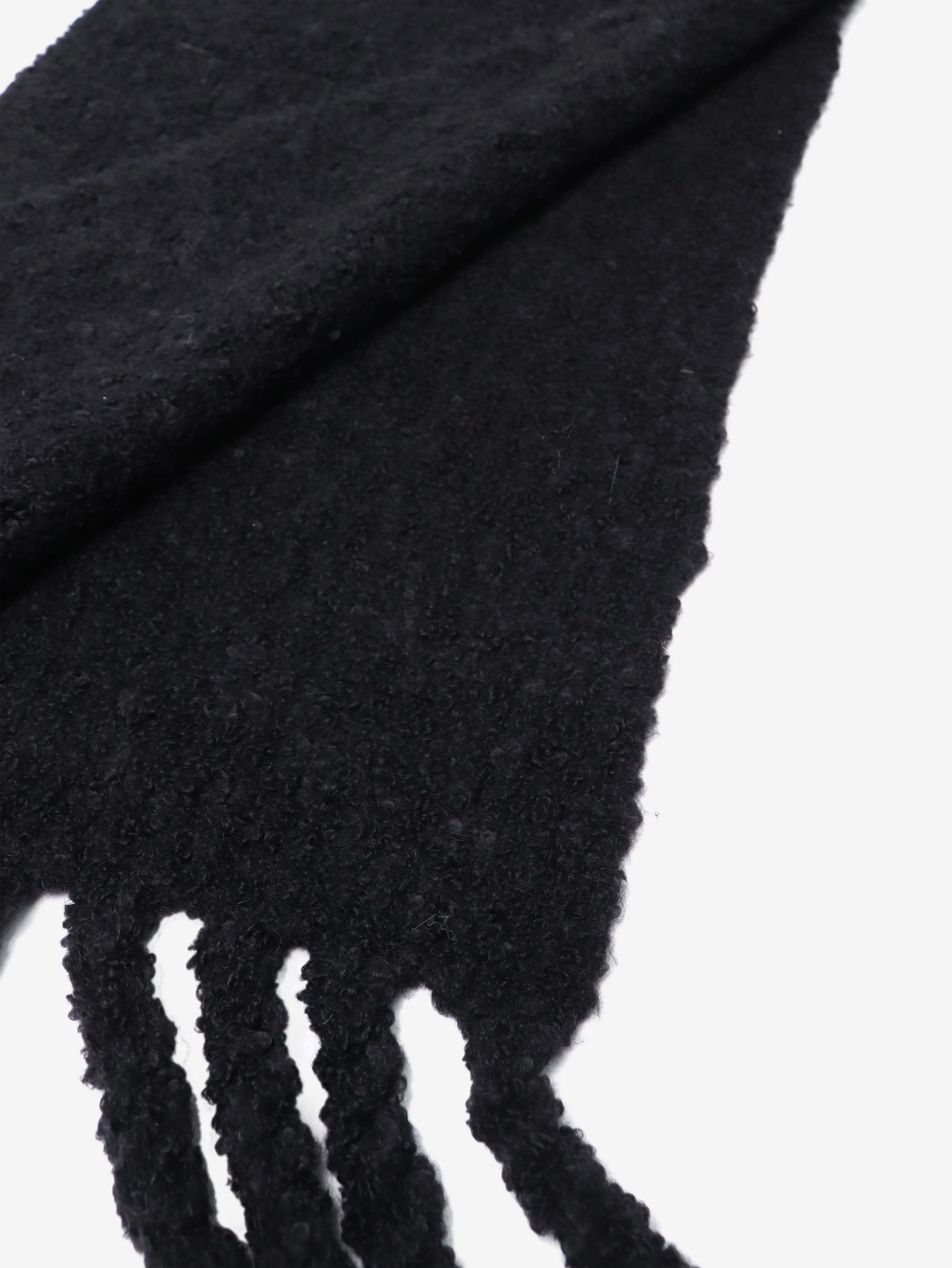 Black boucle knit scarf