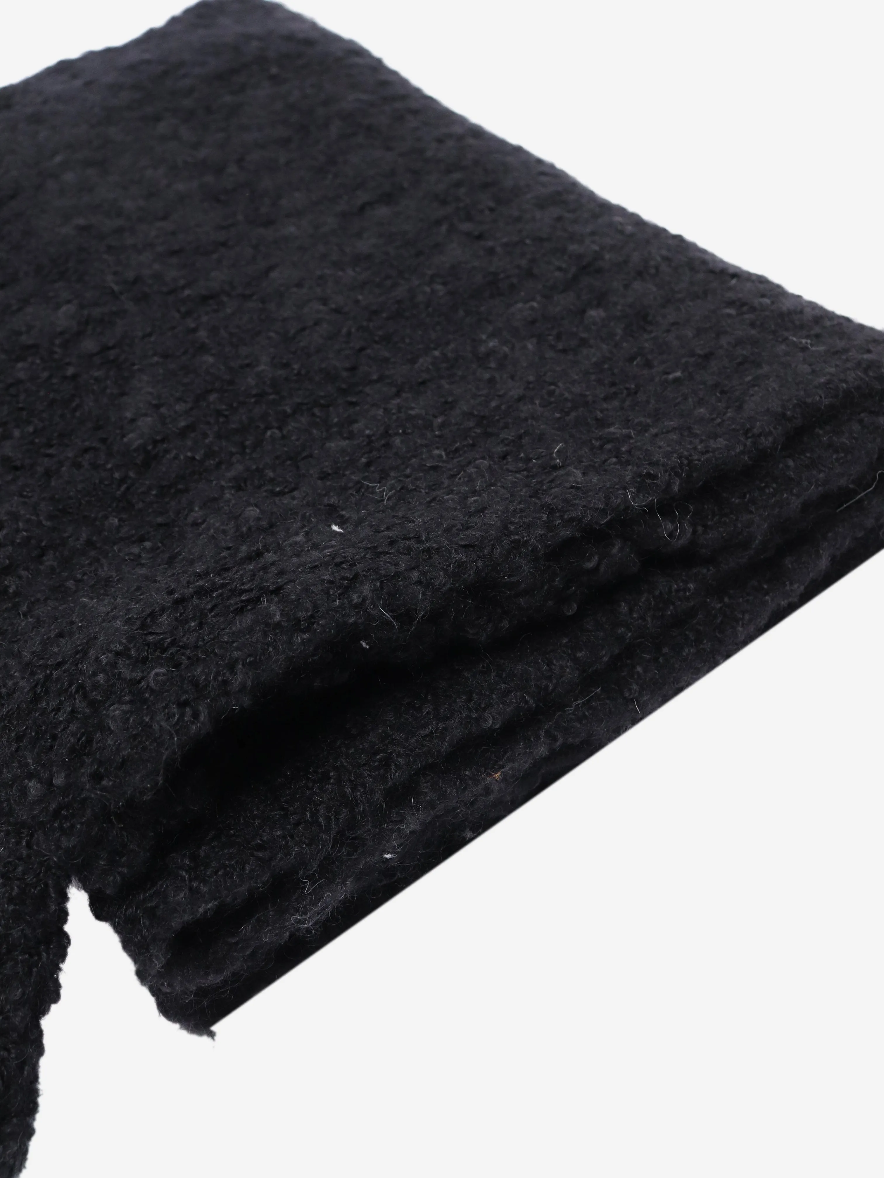 Black boucle knit scarf