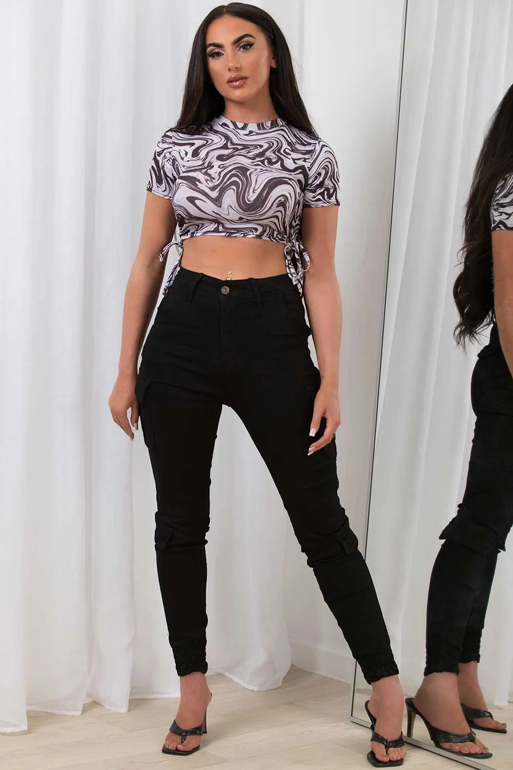 Black Cargo Trousers With Pocket Detail