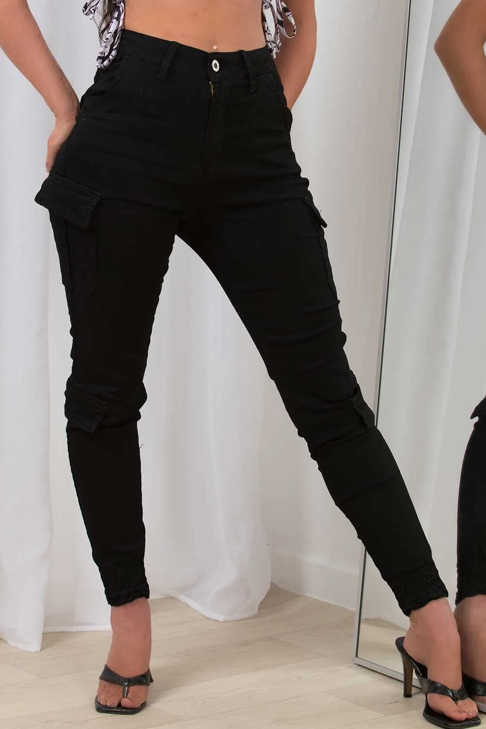 Black Cargo Trousers With Pocket Detail