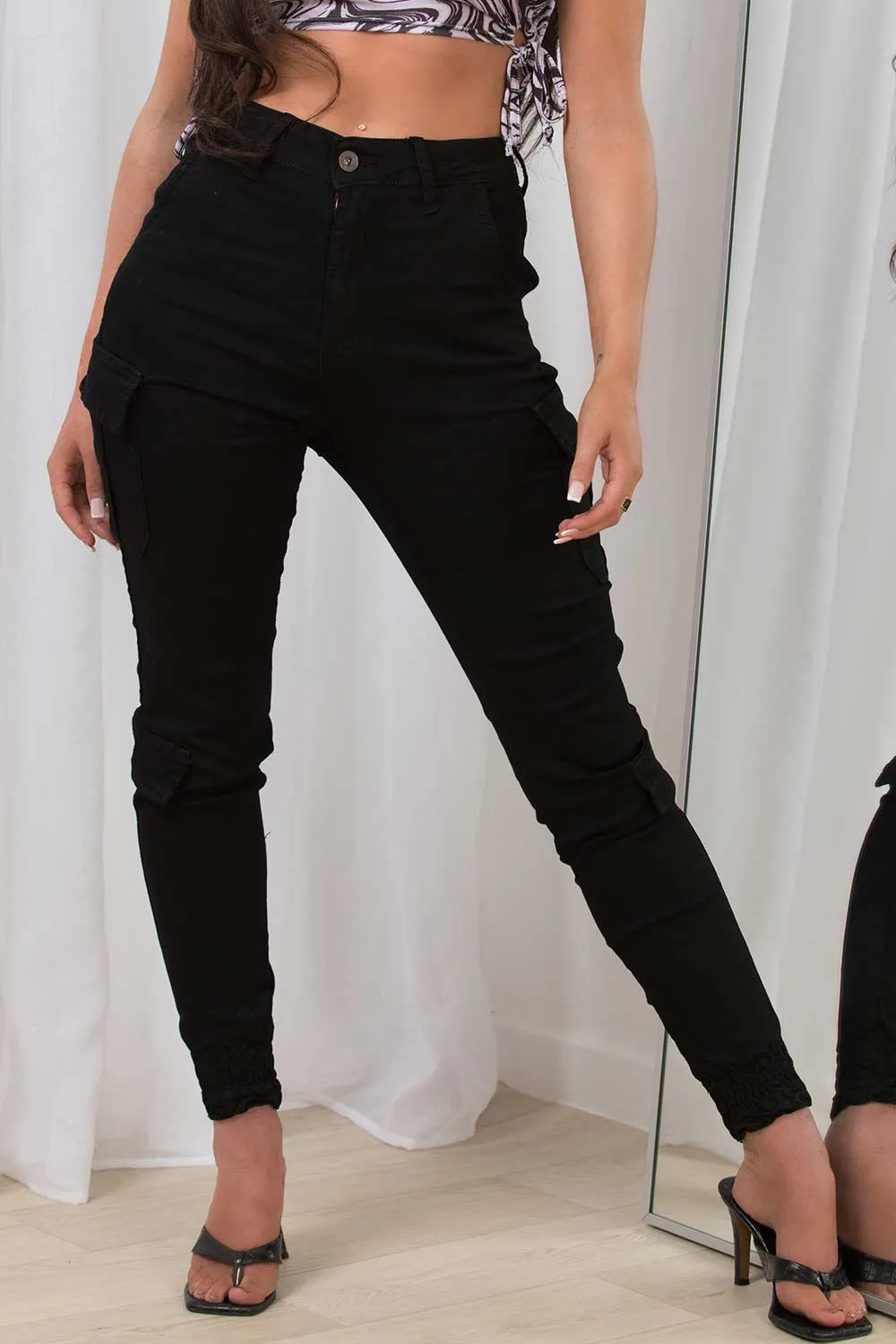 Black Cargo Trousers With Pocket Detail