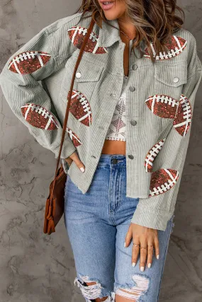 Black Sequin Fringed Rugby Casual Sweatshirt