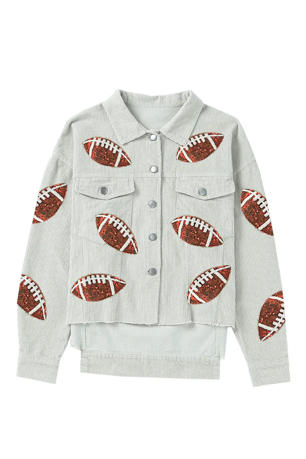 Black Sequin Fringed Rugby Casual Sweatshirt