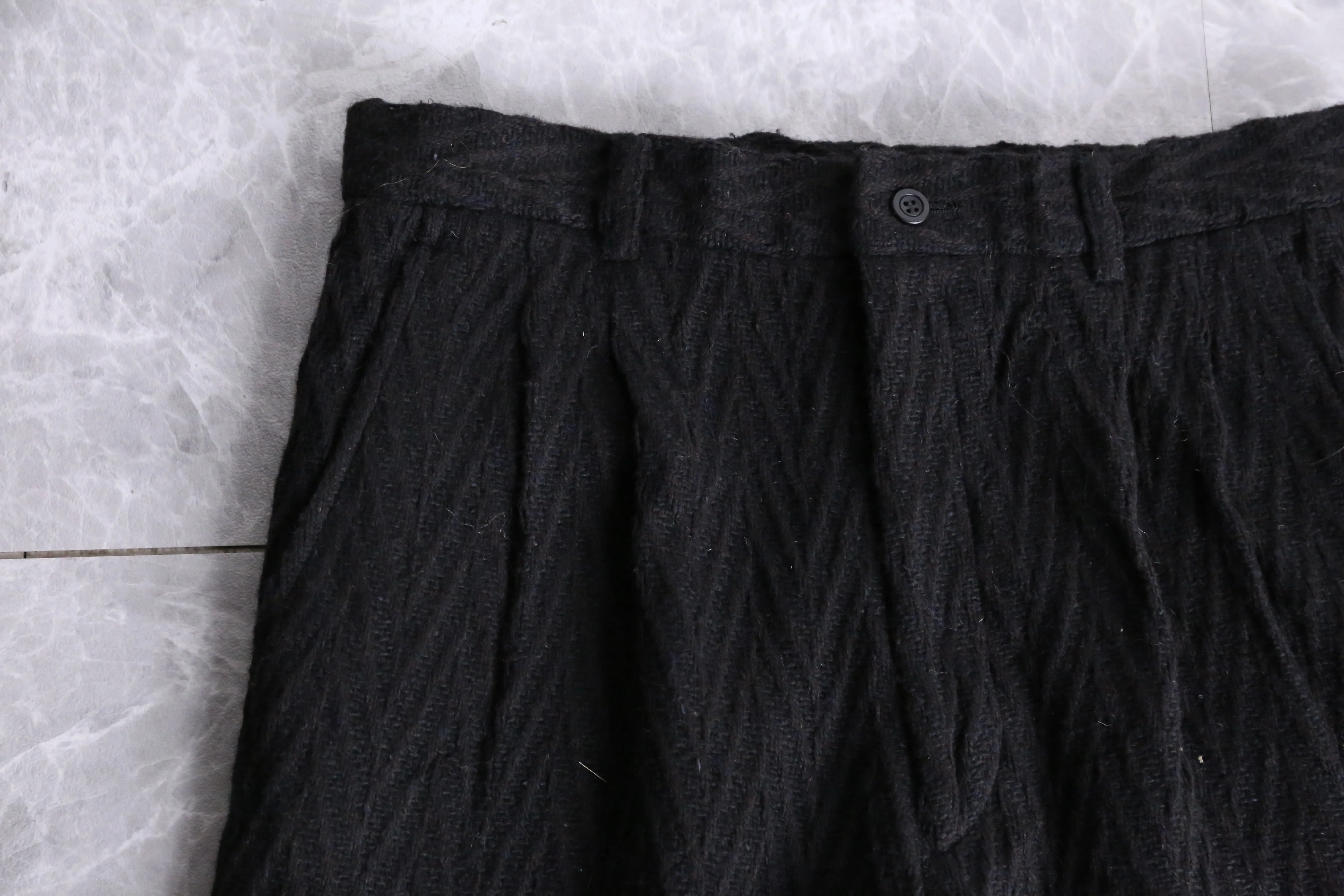 black tweed tack tapered pants