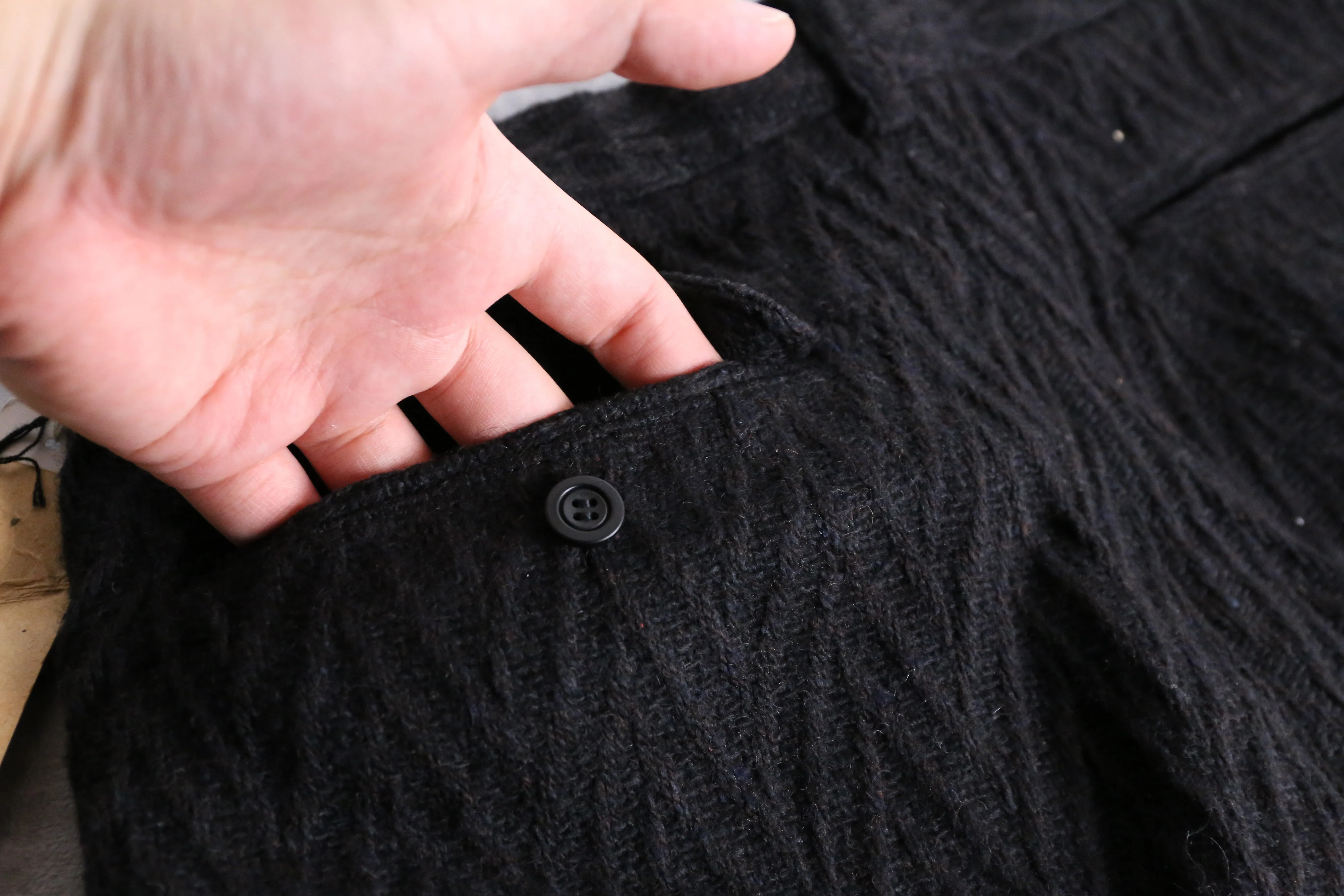 black tweed tack tapered pants