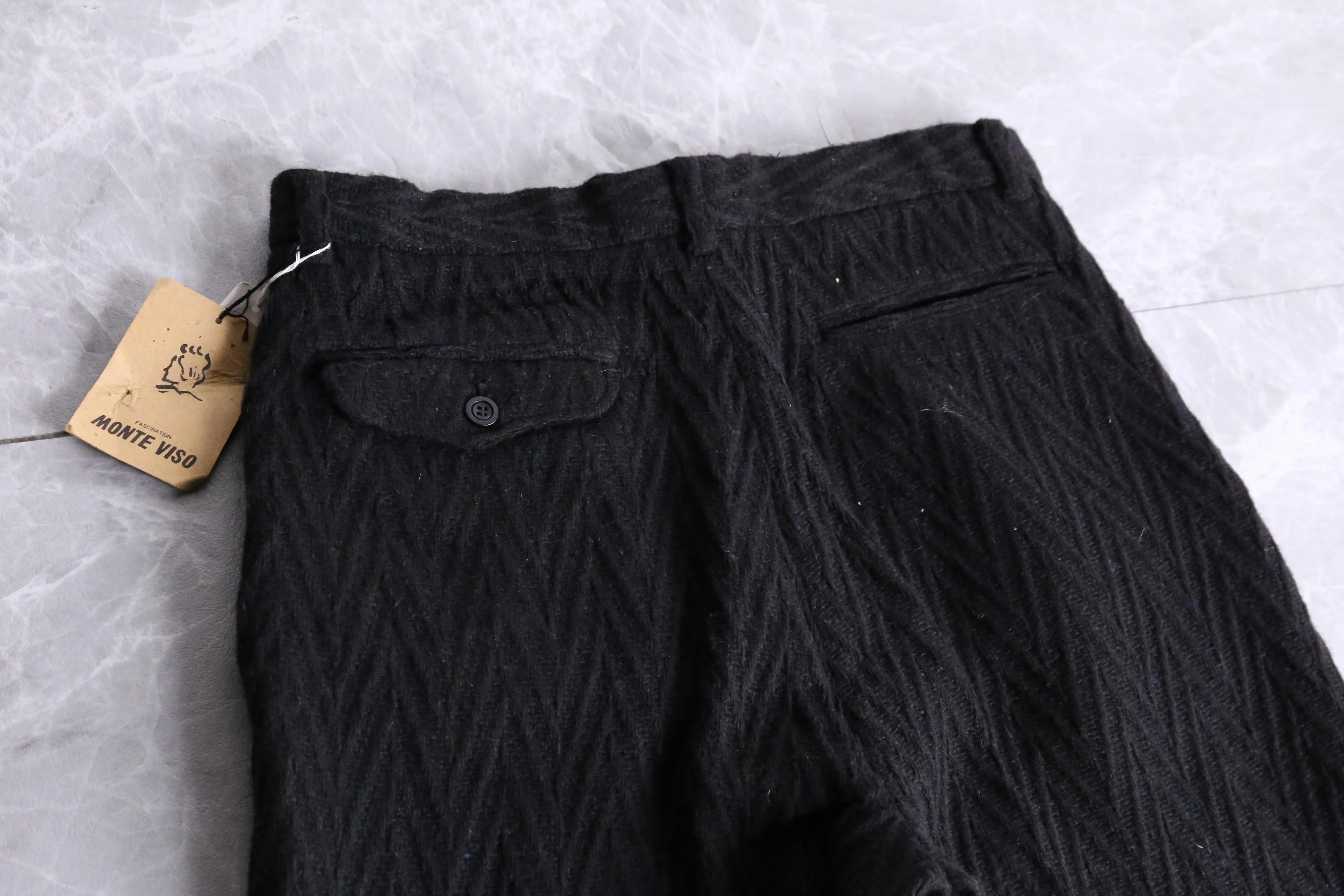 black tweed tack tapered pants
