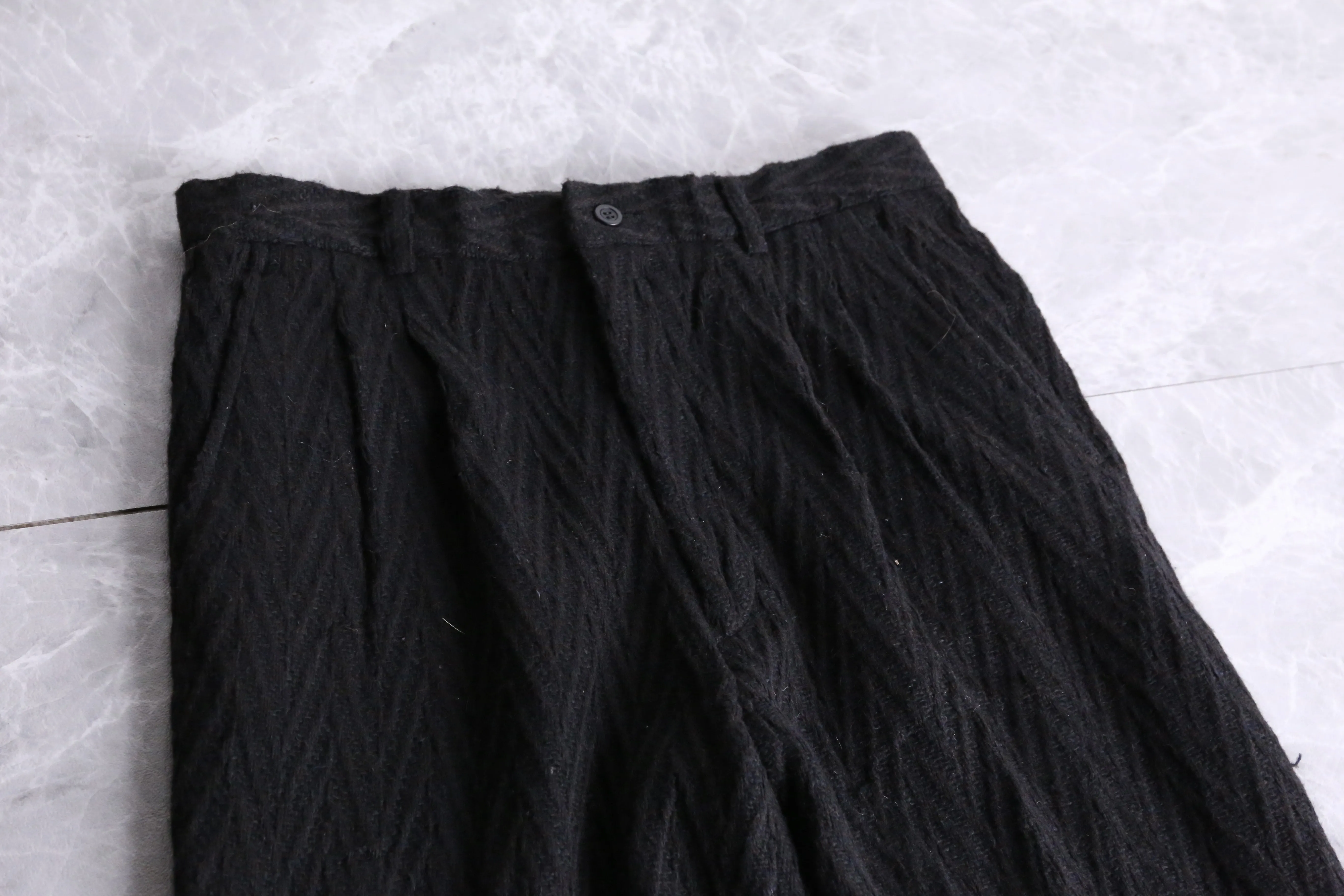 black tweed tack tapered pants