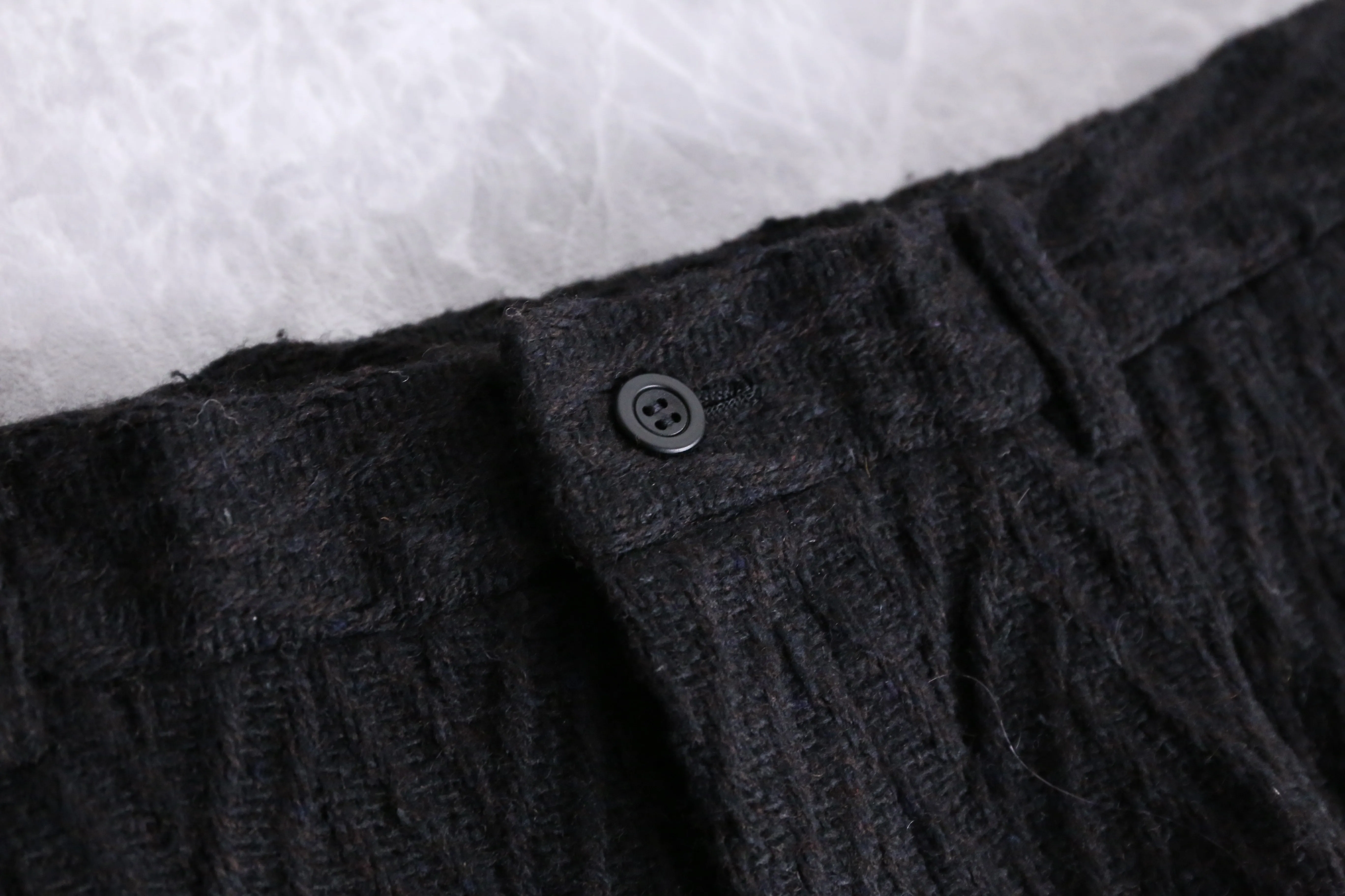 black tweed tack tapered pants