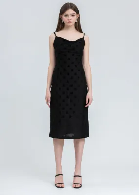 Black Velour Monogram Slip Dress