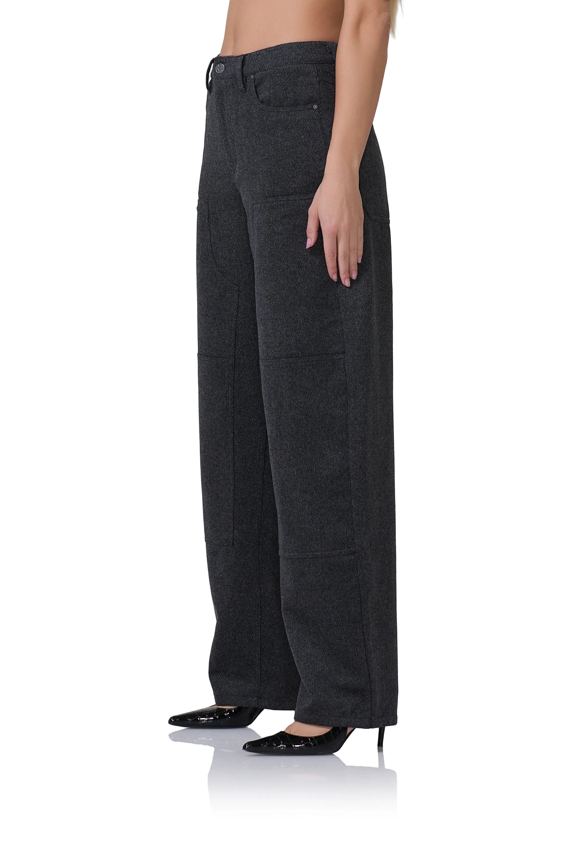 Brianna Barrel Pant - Grey Tweed