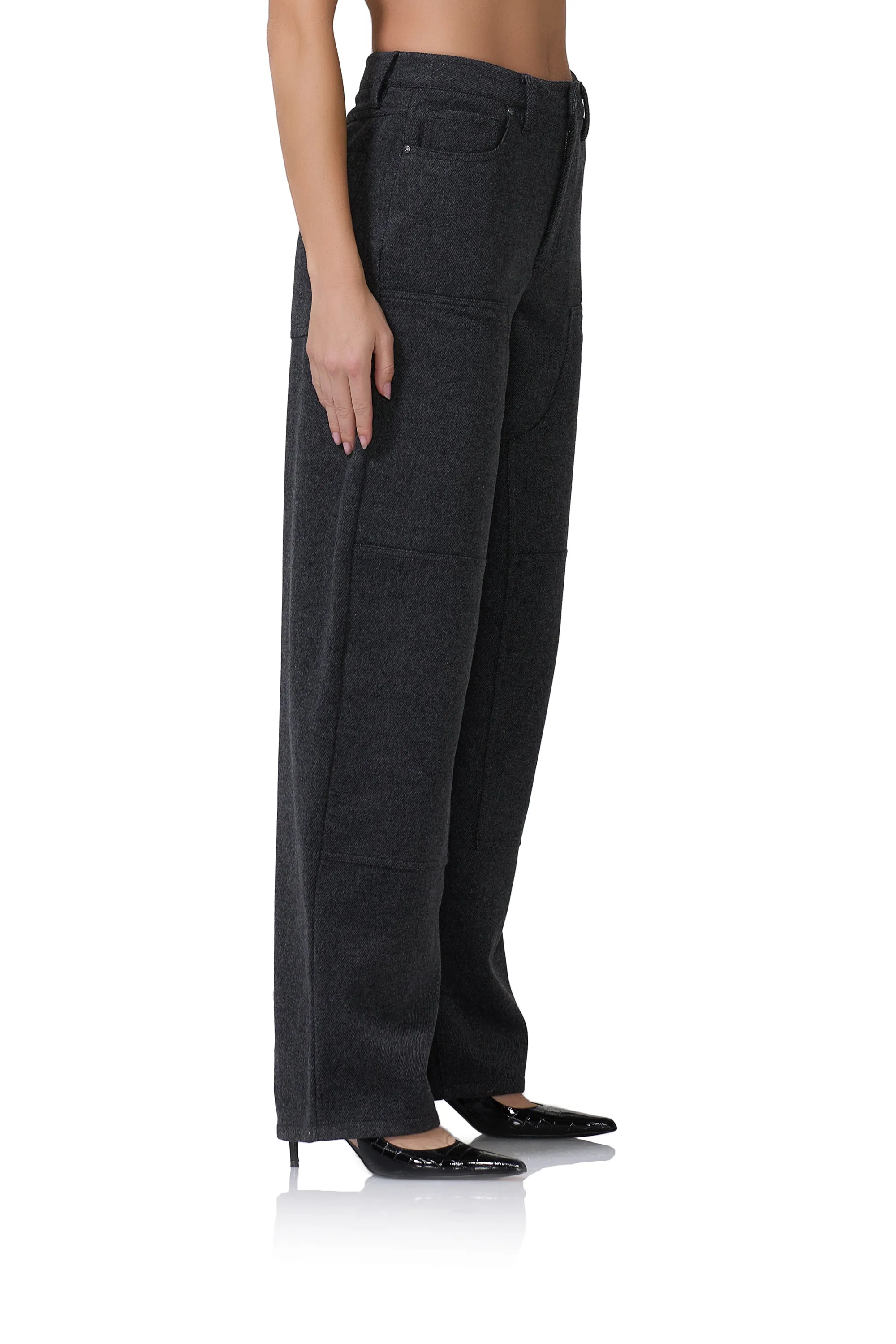 Brianna Barrel Pant - Grey Tweed