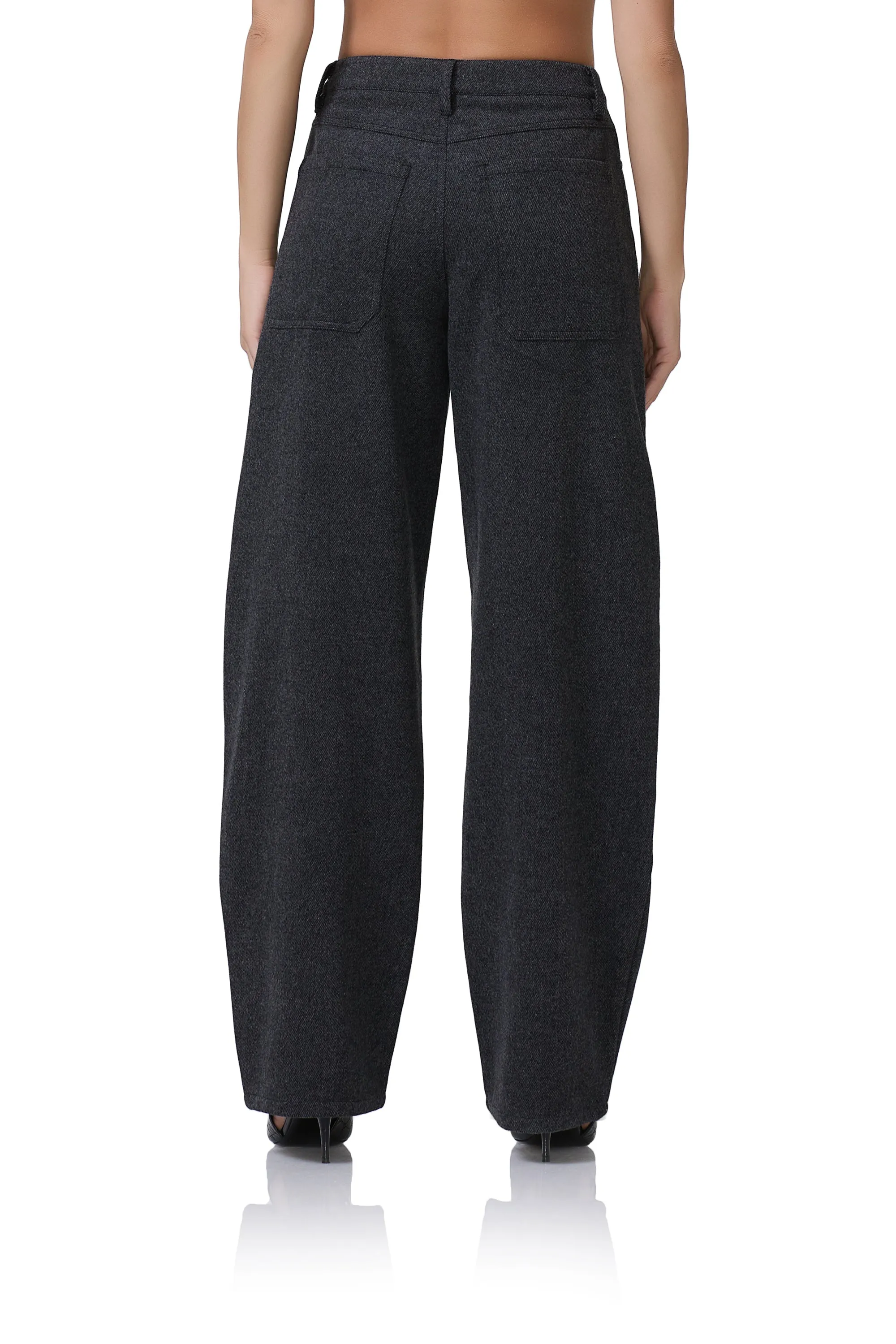 Brianna Barrel Pant - Grey Tweed