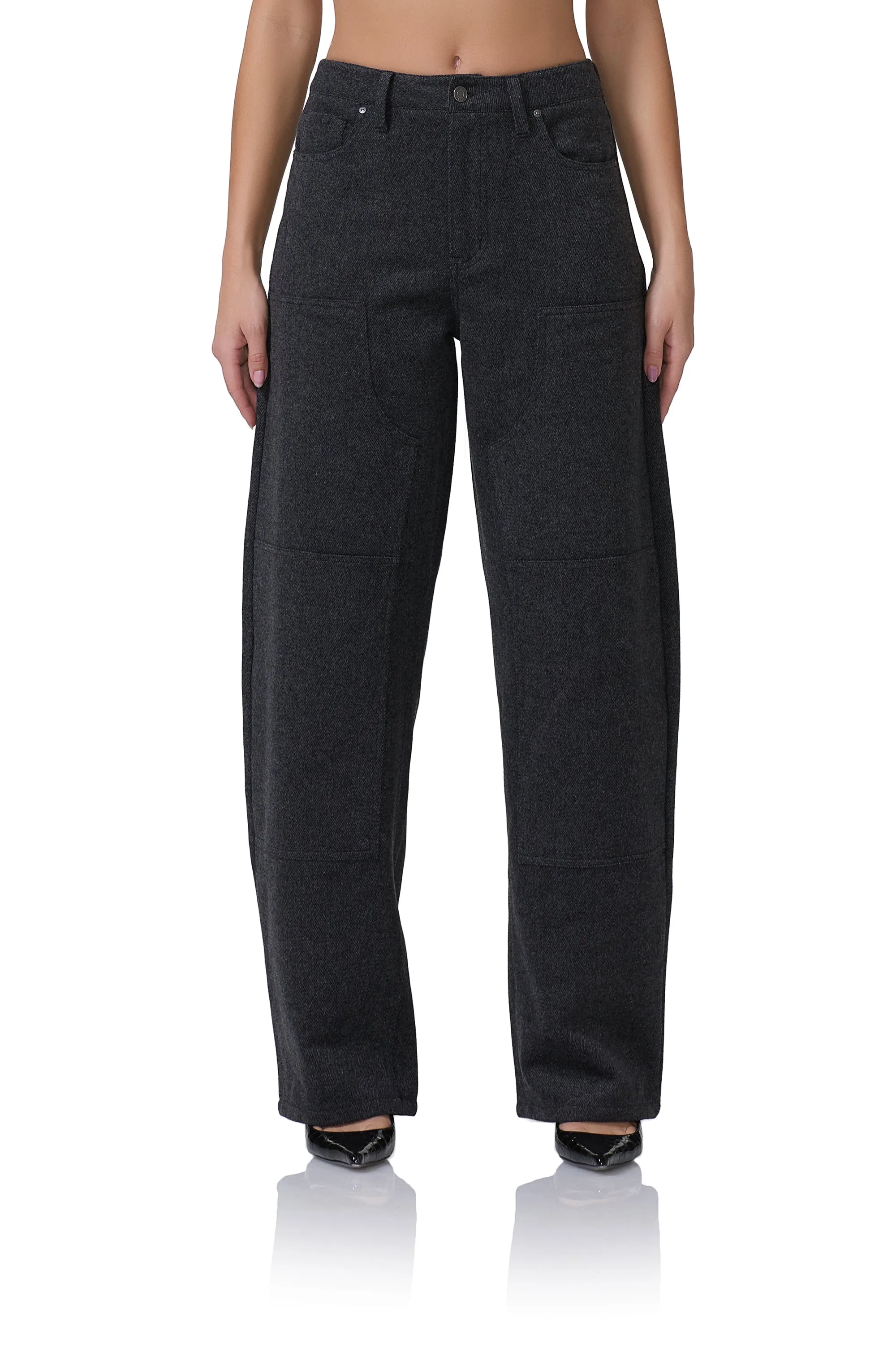 Brianna Barrel Pant - Grey Tweed