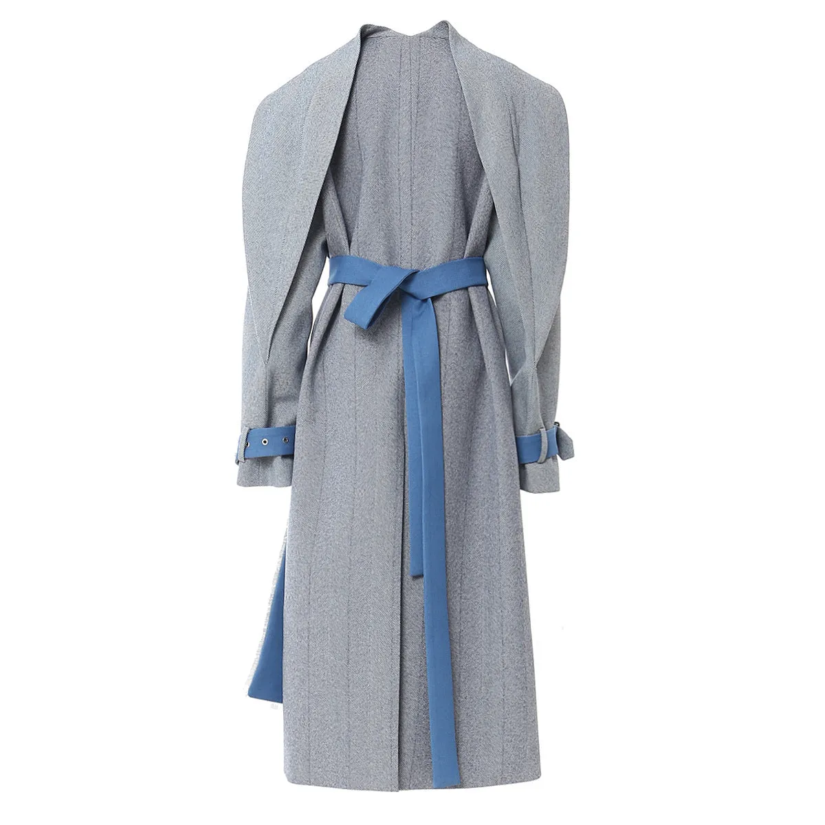 British Collar Detachable Stripe Coat