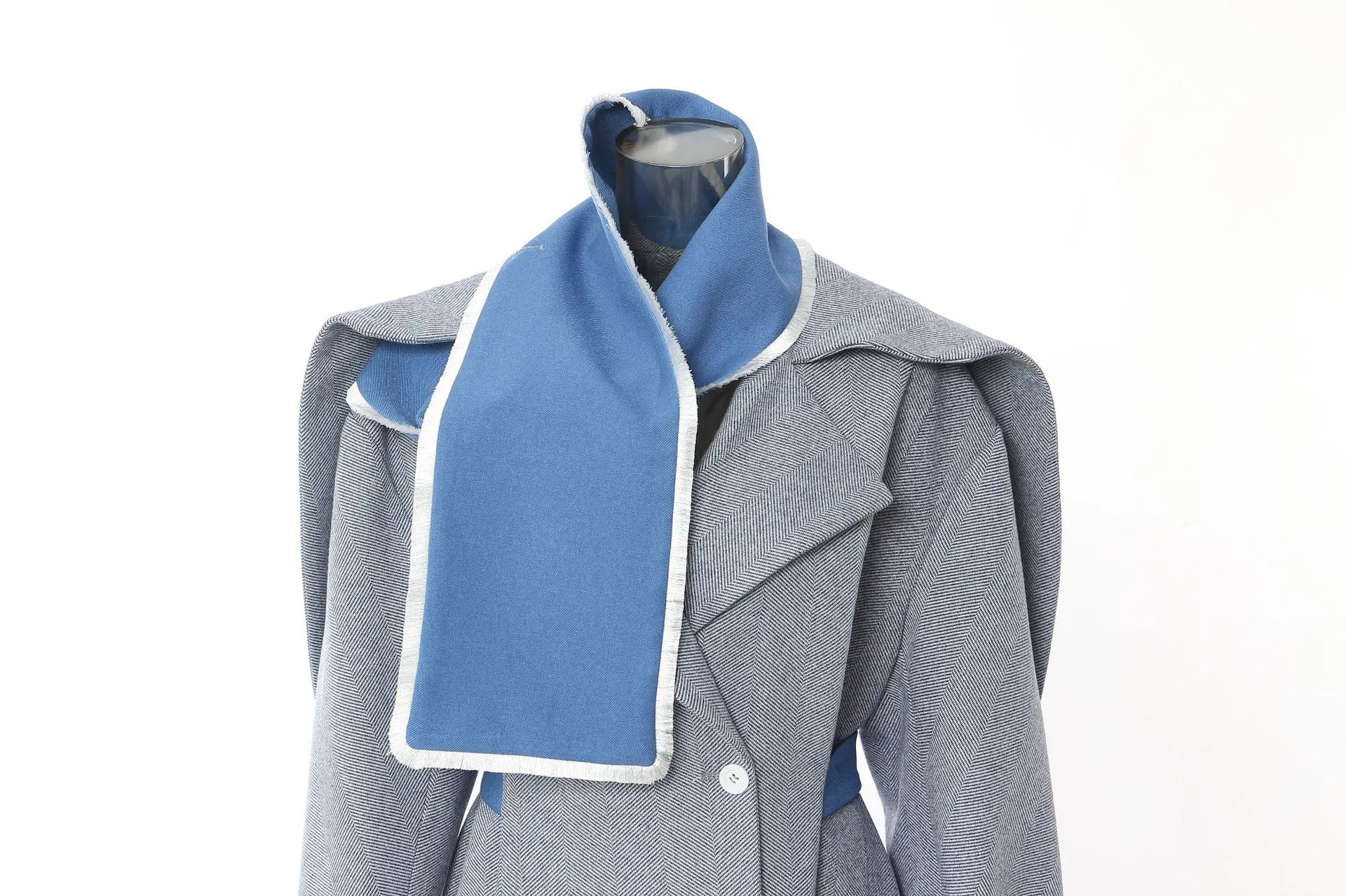 British Collar Detachable Stripe Coat