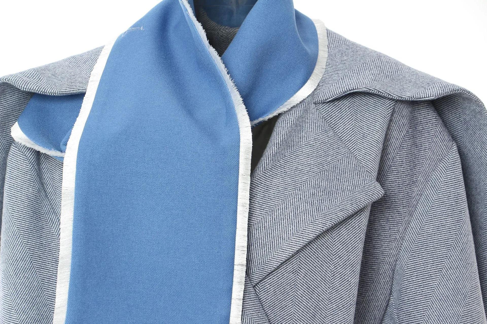 British Collar Detachable Stripe Coat