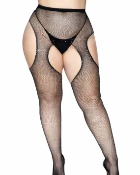 Casey Plus Rhinestone Fishnet Pantyhose