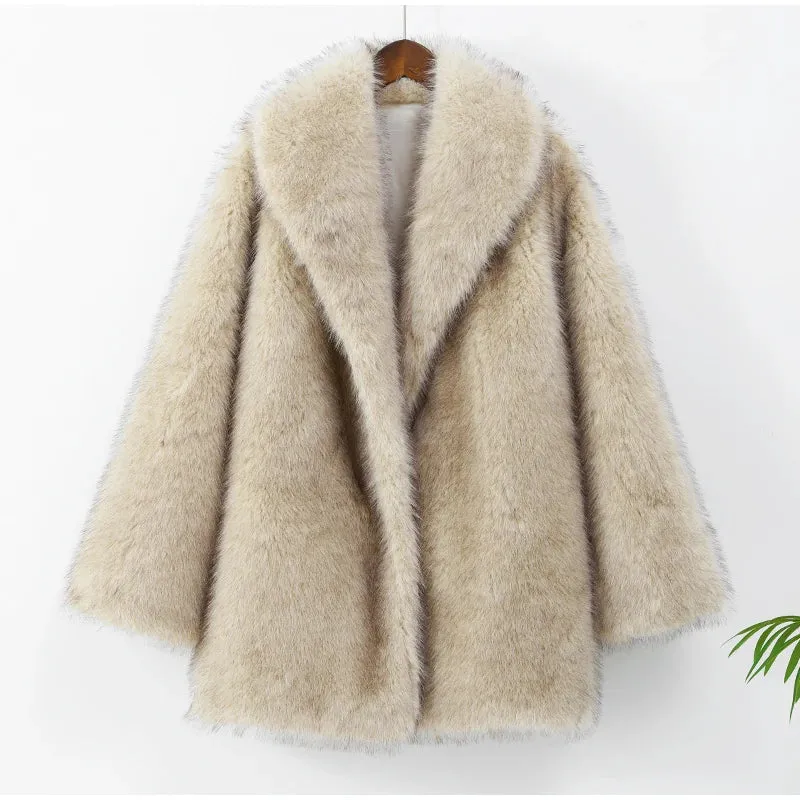 Cassy Elegant Long Fluffy faux fur coat