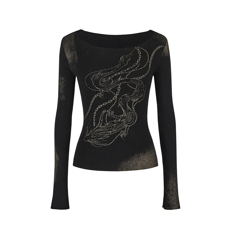 Chain Dragon Ribbed Sweater