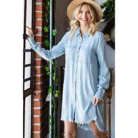 Chambray Button Shirt Dress