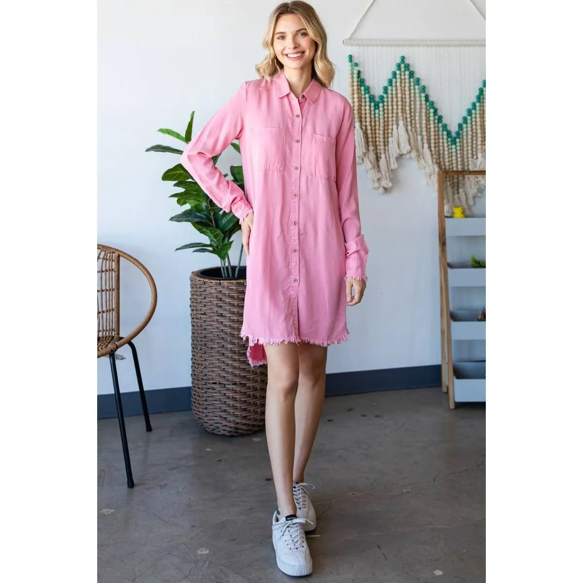 Chambray Button Shirt Dress