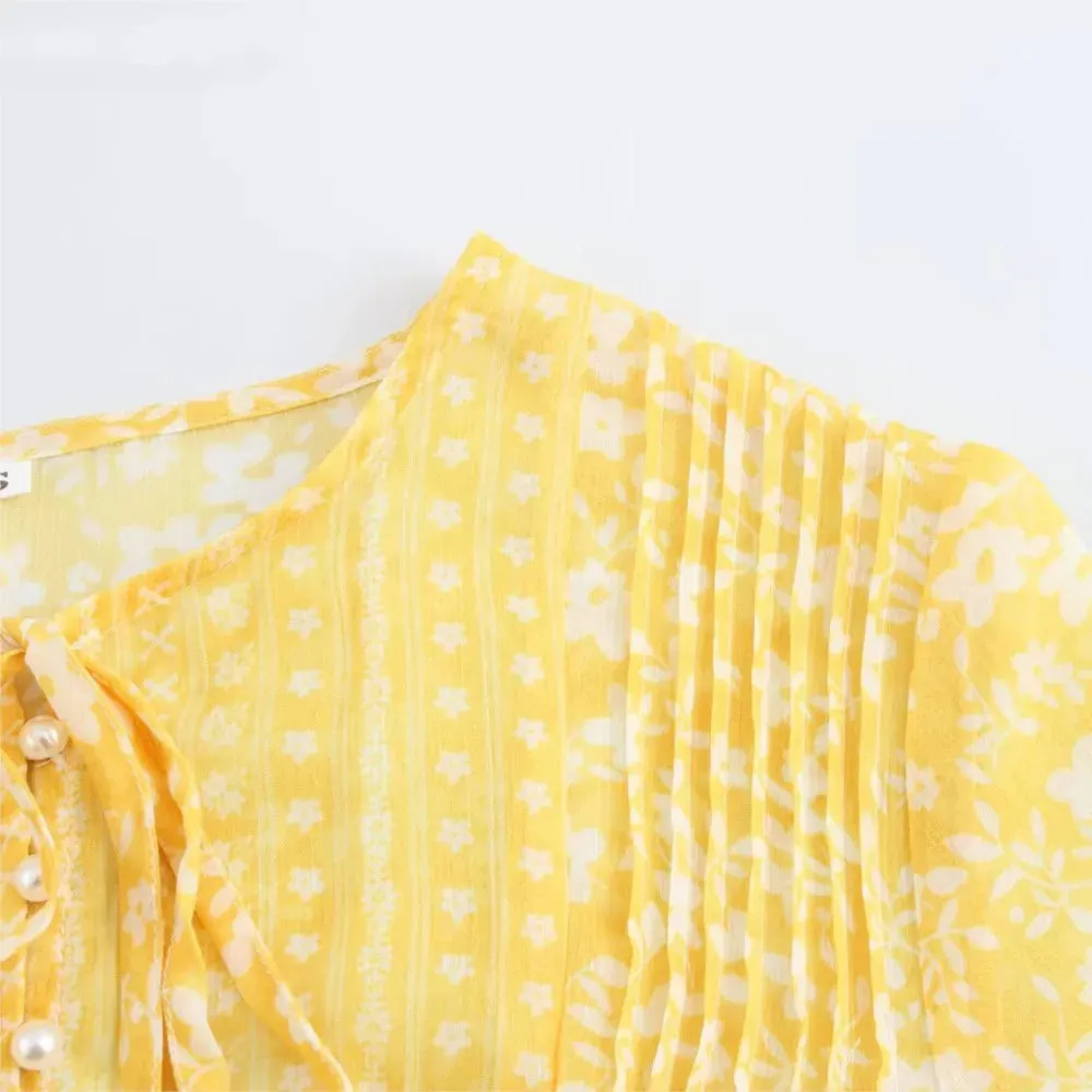 Charlotte Yellow Floral Boho Maxi Dress