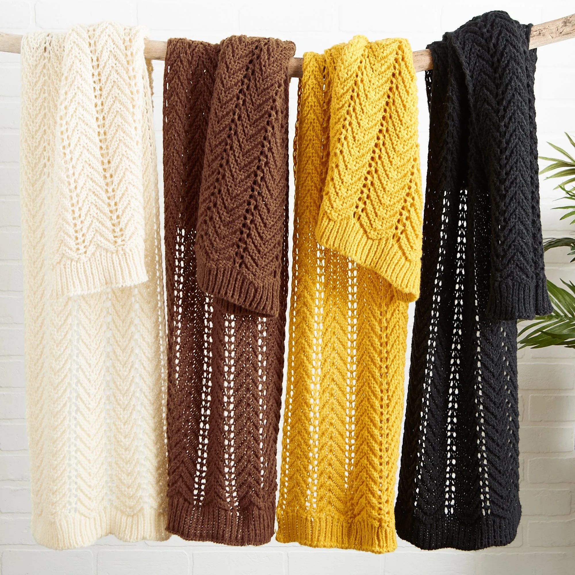Chevron Knit Scarf - Brown