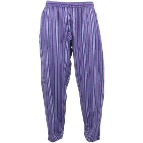 Classic Nepalese Lightweight Cotton Striped Trousers Pants - Purple