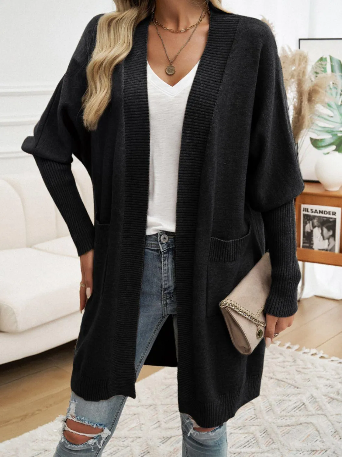 Cozy Open Front Long Sleeve Cardigan