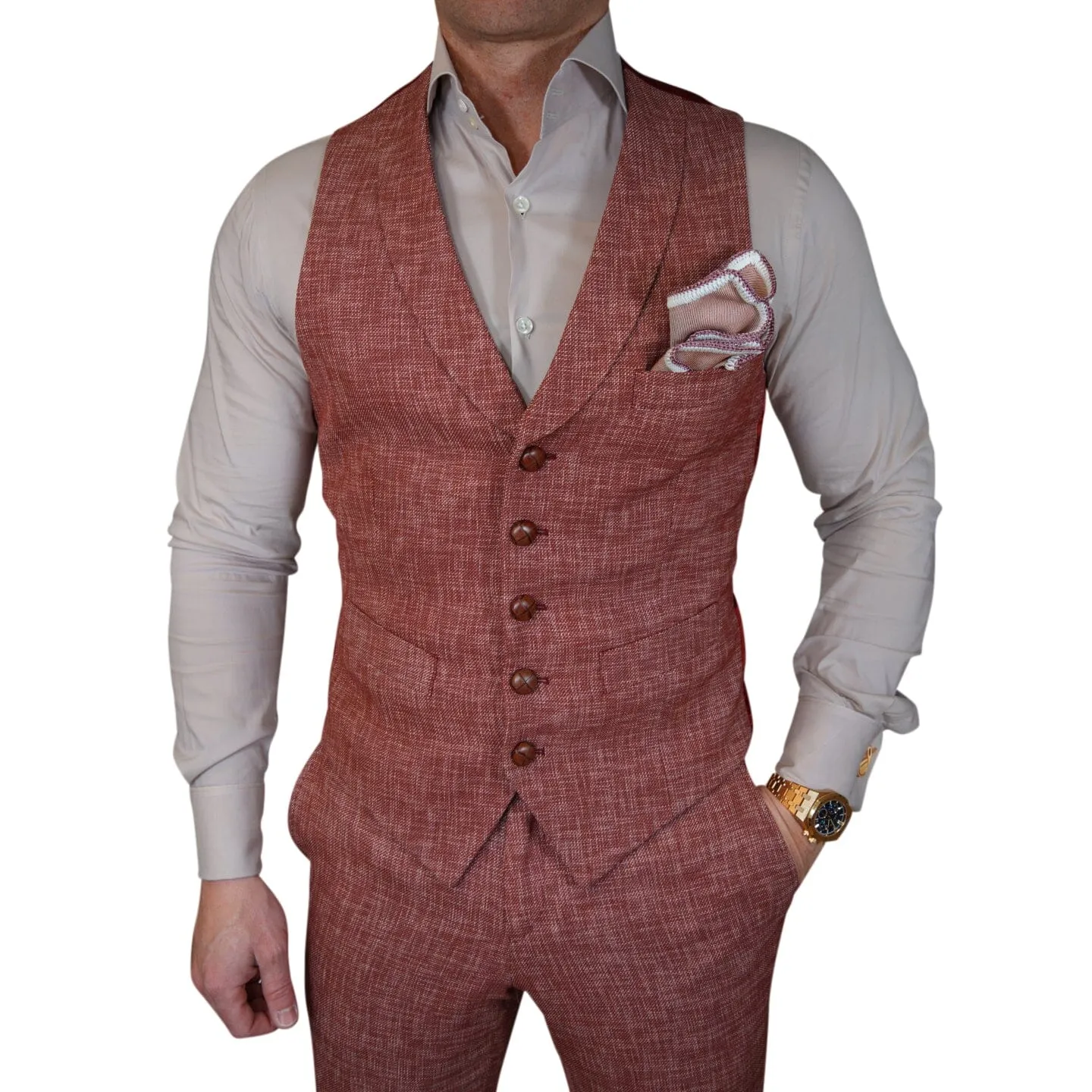 Currant Lino Tweed Ciottoli Waistcoat