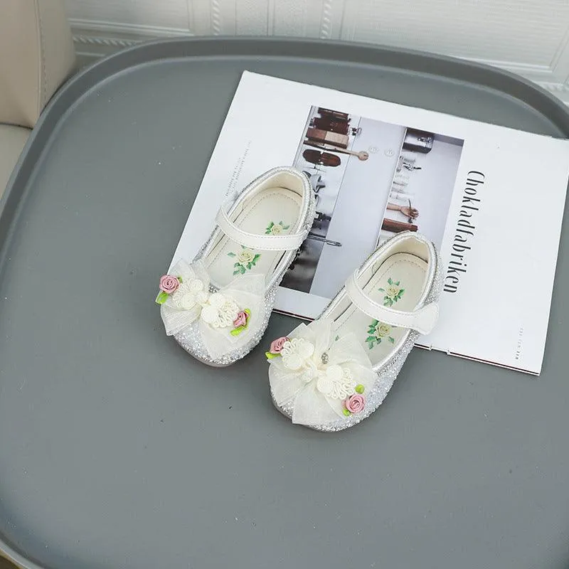 Cute Floral Girls' Shoes Dreamy Glitter Girls' Shoes Exquisite Handmade Floral Shoes