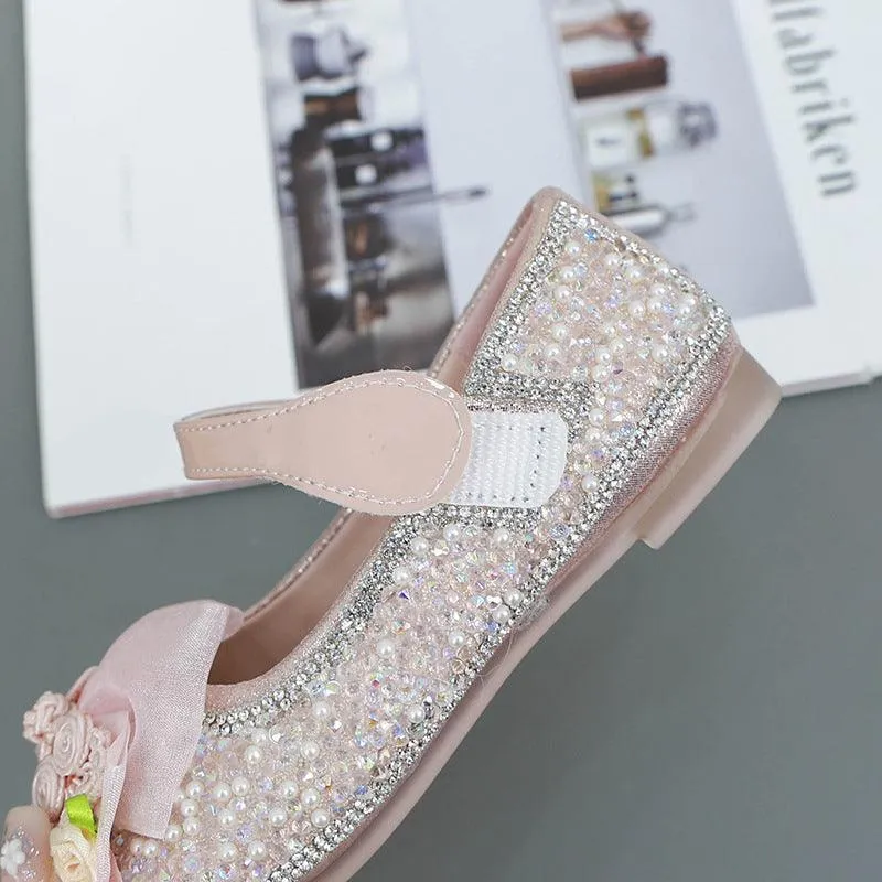 Cute Floral Girls' Shoes Dreamy Glitter Girls' Shoes Exquisite Handmade Floral Shoes