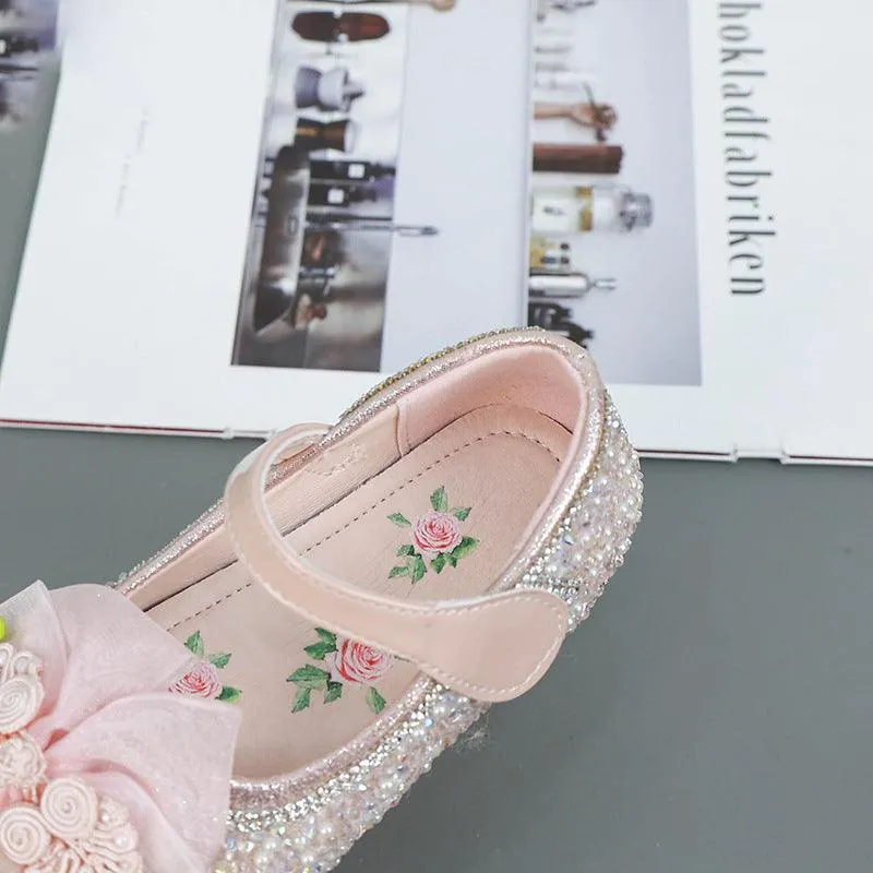 Cute Floral Girls' Shoes Dreamy Glitter Girls' Shoes Exquisite Handmade Floral Shoes