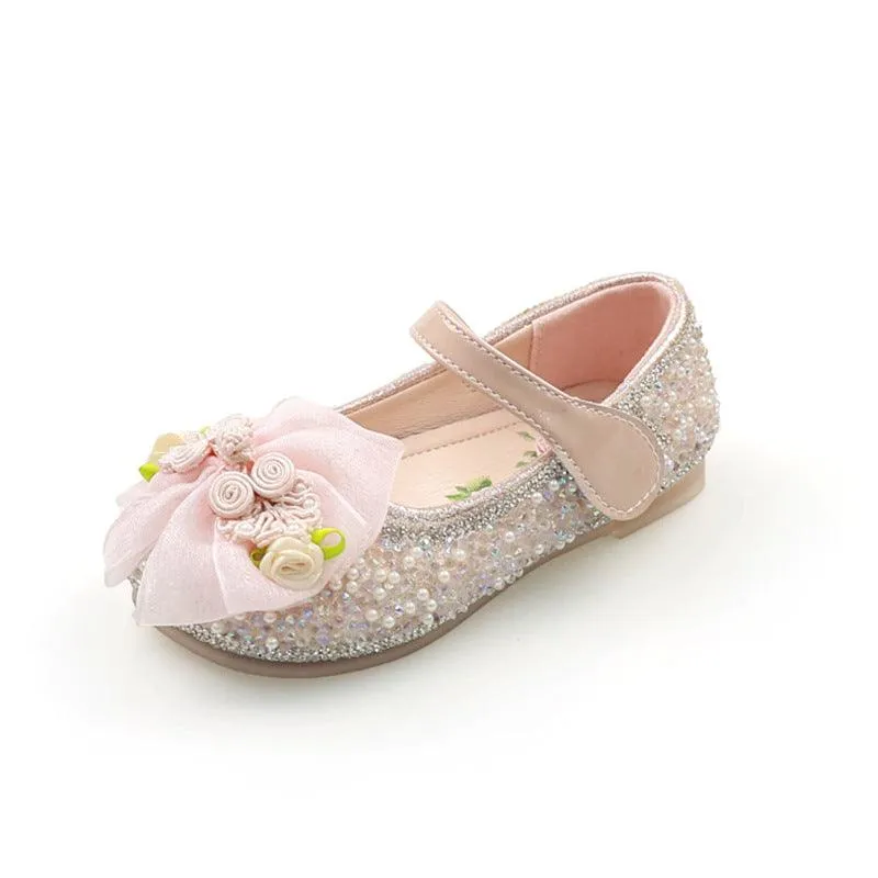Cute Floral Girls' Shoes Dreamy Glitter Girls' Shoes Exquisite Handmade Floral Shoes