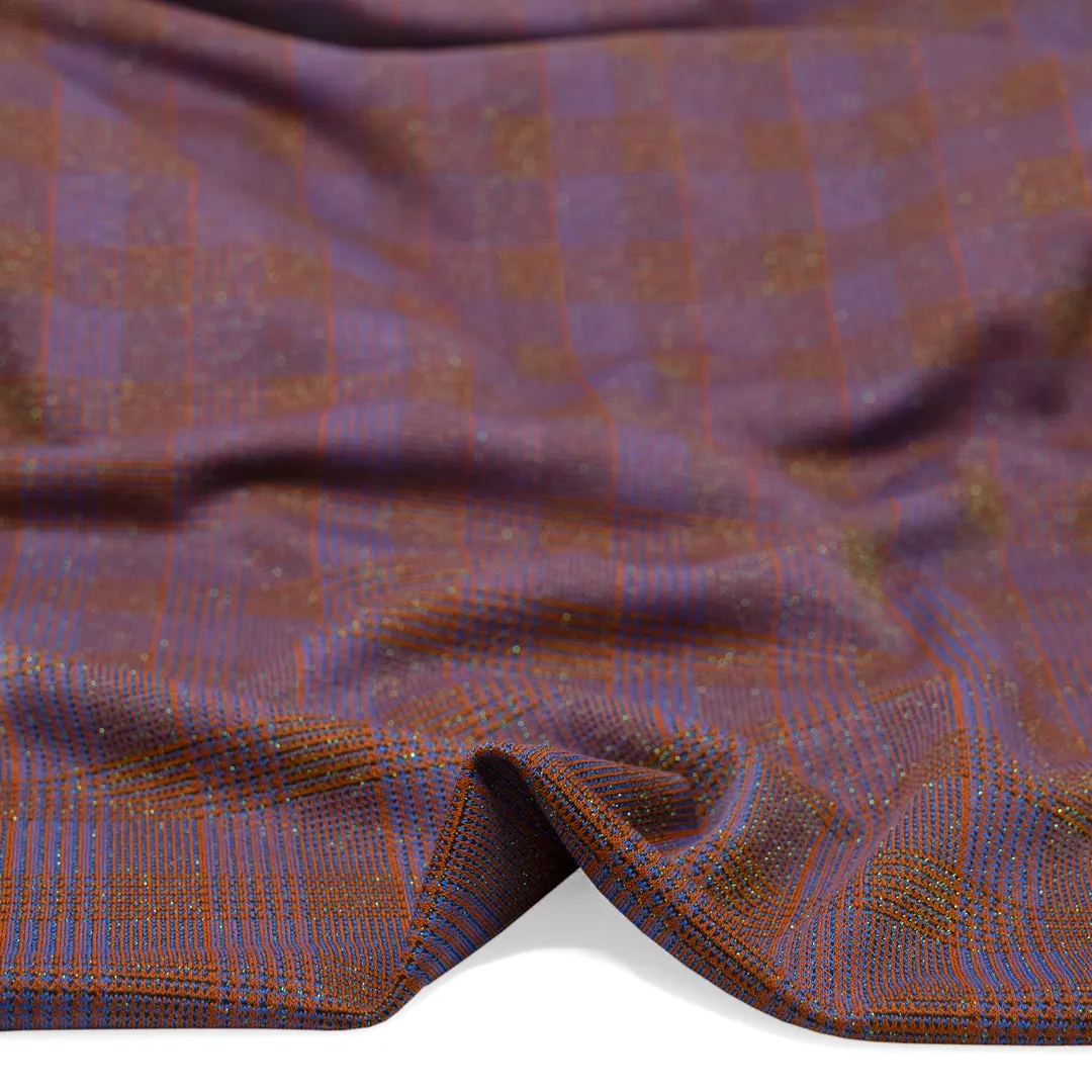 Deadstock Enchanted Plaid Double Knit - Rust/Azure